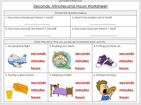 Seconds Minutes And Hours Year 1 Teaching Resources