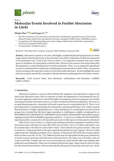 PDF Molecular Events Involved In Fruitlet Abscission In Litchi