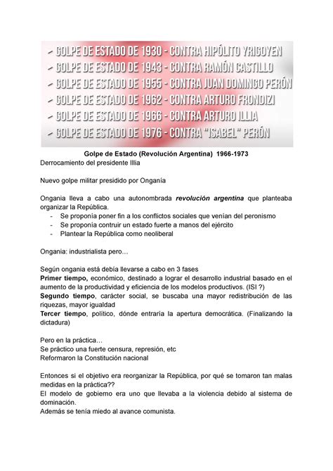 2do parcial historia Golpe de Estado Revolución Argentina 1966