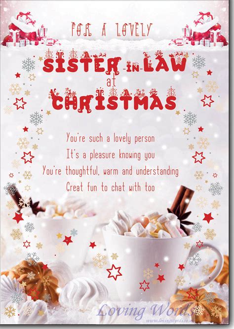 To A Special Sister In Law At Christmas Greeting Cards By Loving Words