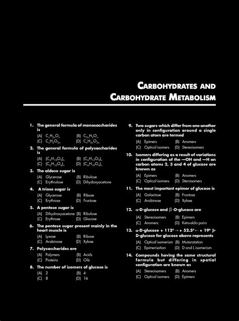 Solution Carbohydrate Chemistry And Metabolism Mcq Studypool