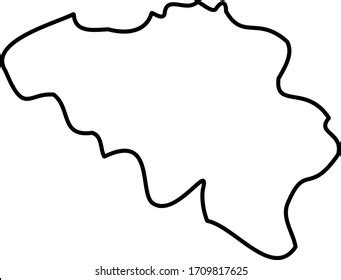 Belgium Solid Black Outline Border Map Stock Vector Royalty Free