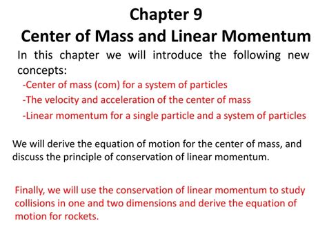 Ppt Chapter 9 Center Of Mass And Linear Momentum Powerpoint Presentation Id 1519105