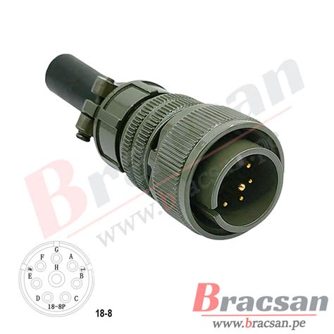 CONECTOR MILITAR AVIACION SERIE DS MS 8 PINES MACHO RECTO DS3106A