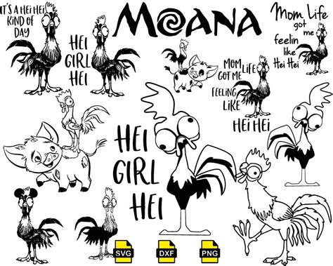 Hei Hei Svg Hei Hei Outline Svg Moana Svg Moana Birthday Etsy Uk