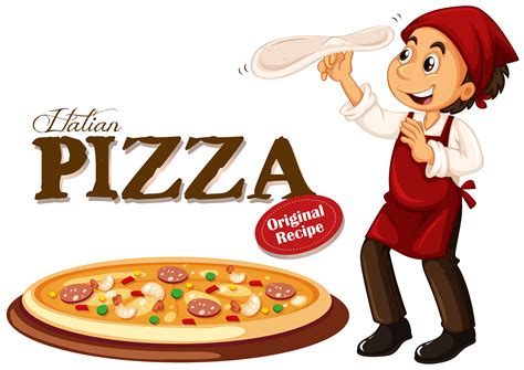 Chef Making Italian Pizza Vector Art At Vecteezy