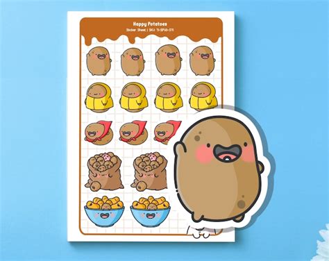 Cute Potatoes Sticker Sheets Kawaii Potato Planner Stickers Etsy