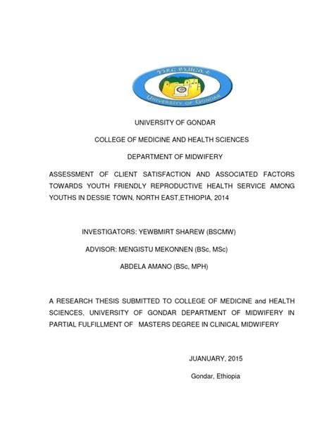 University Of Gondar College Of Medicine And Health Sciences Pdf Dependent And Independent