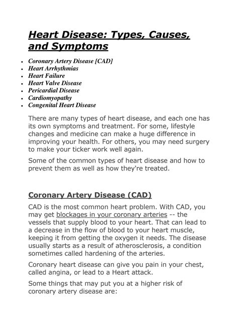 Solution Heart Diseases Types Causes And Symptoms For Nursing And