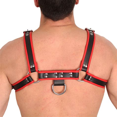 Harnais En Cuir Noir Rouge Bdsm Univers