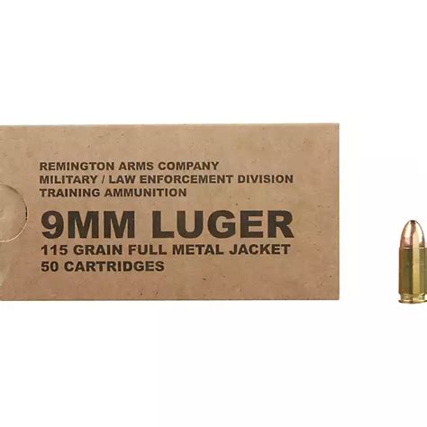 Remington Umc Mil Spec 9mm 115 Grain Fmj Ammunition 50 Rounds Academy