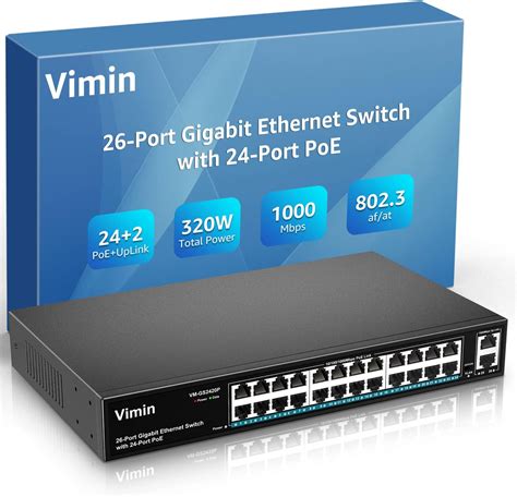 24 Port Gigabit PoE Switch Unmanaged With 2 Uplink Gigabit Ports 320W