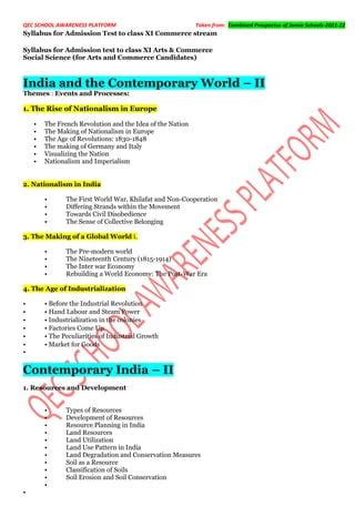 Syllabus Of Jamia Millia Islamia Class Commerce Pdf