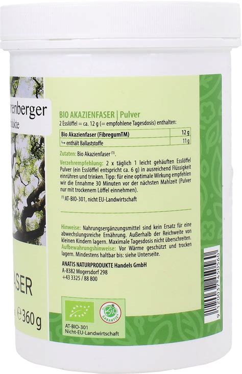 Akazienfaser Pulver Bio 360 G Dr Med Ehrenberger Bio