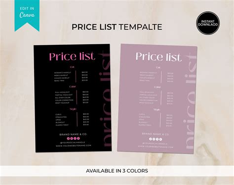 Small Business Price List Template