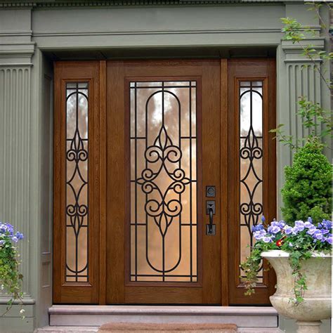 Main Entry Exterior Wrought Iron Wood Door