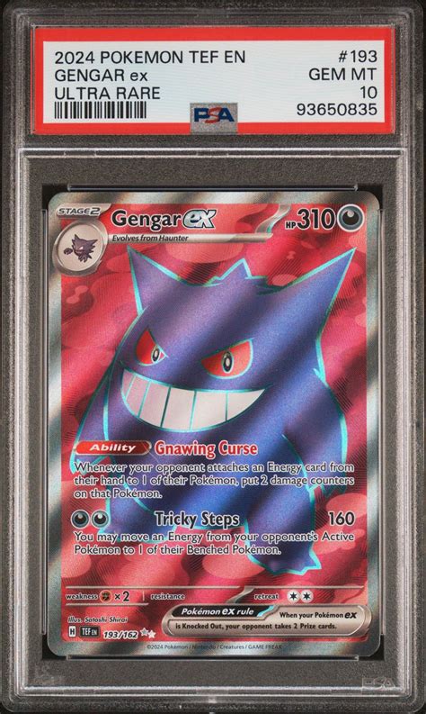 2024 Pokemon Tef En Temporal Forces 193 Gengar Ex Ultra Rare PSA 10