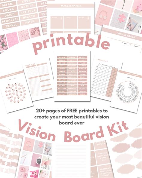 Vision Board Kit Printable Vision Board Digital Printable Journaling