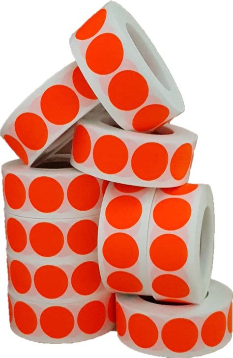 Sticker Set Oranje Fluor 10 Rollen 1000 Stuks Per Rol