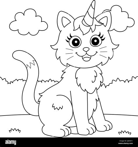 Cat Unicorn Coloring Page for Kids Stock Vector Image & Art - Alamy