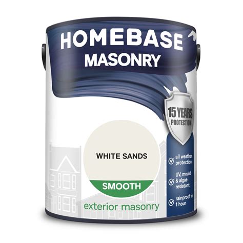 Homebase Smooth Masonry Paint White Sands 5L Homebase