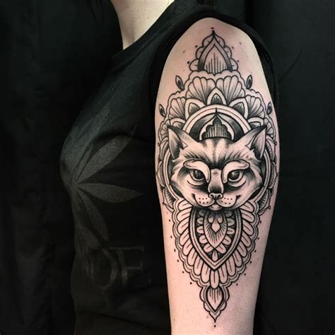 Cat Mandala Done By Marky At Darkheart Tattoo In Crystal Lake IL R