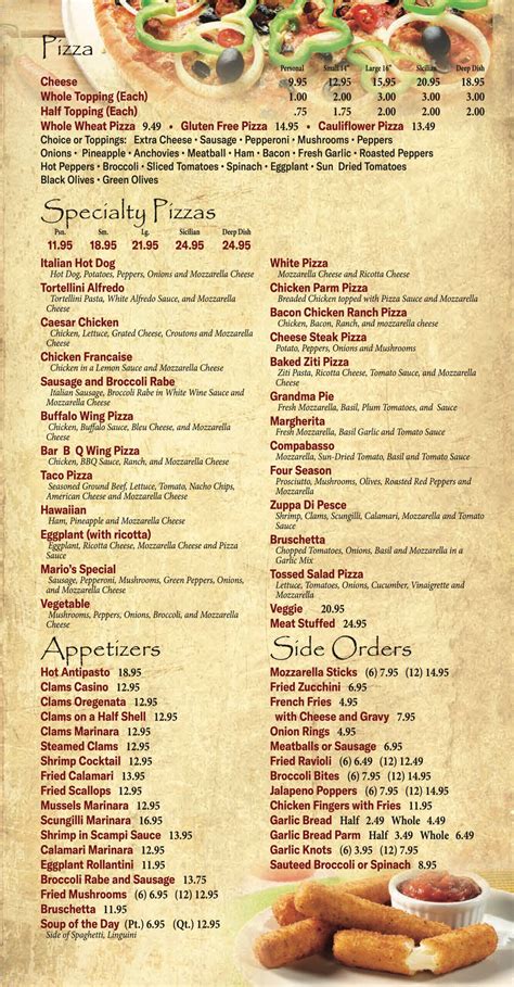 Menu - Mario's Famous Pizza