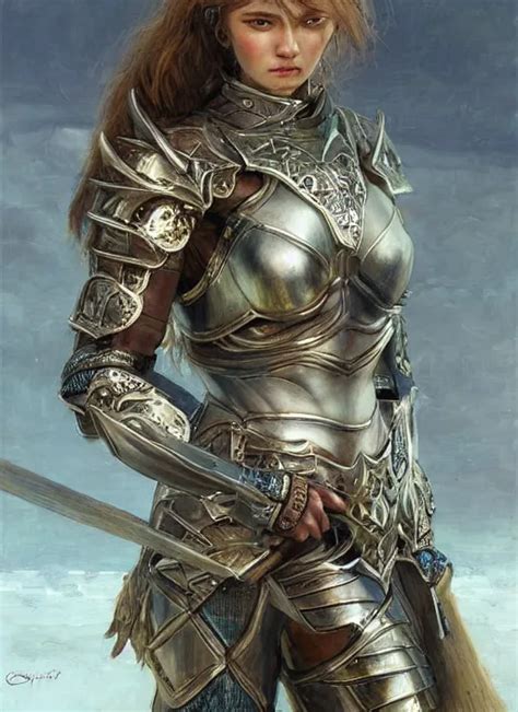 Bikini Armor Female Knight Brave Vibrant Fantasy Stable Diffusion