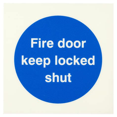 Photoluminescent Fire Door Keep Locked Shut Door Sign 100 X 100mm