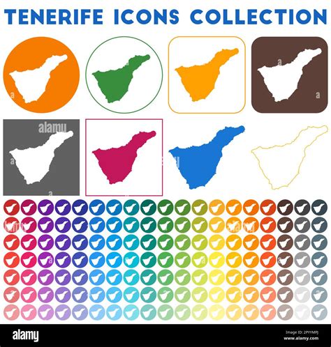 Tenerife Icons Collection Bright Colourful Trendy Map Icons Modern