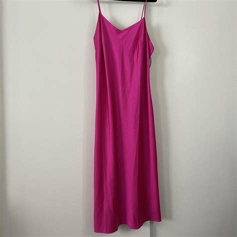 Hot Pink Silk Dress Hot Pink Silk Midi Dress Brand Depop