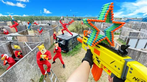 Nerf War Amusement Park Battle 77 Nerf First Person Shooter Youtube