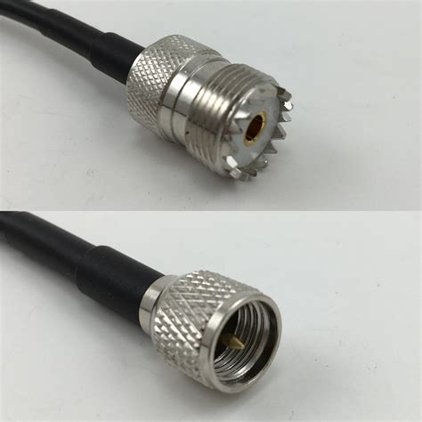 1 Foot RG58 SO239 UHF Female To Mini UHF Male Pigtail Jumper RF Coaxial