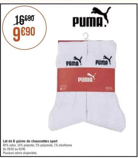 Promo Lot De 6 Paires De Chaussette Sport Puma chez Géant