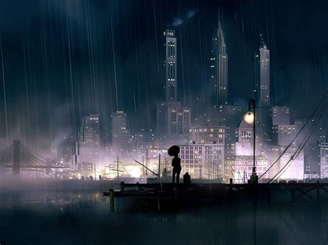 Raining City Anime Page Rainy City Anime Hd Wallpaper Pxfuel