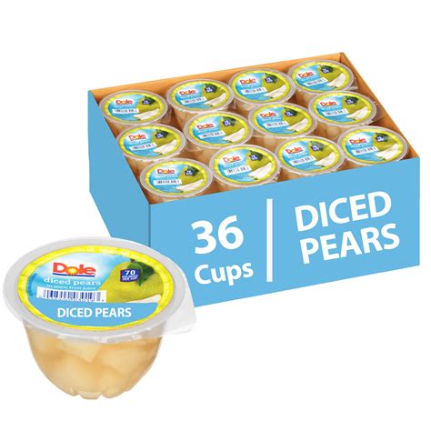 Cups Dole Fruit Bowls Diced Pears In Fruit Juice Oz