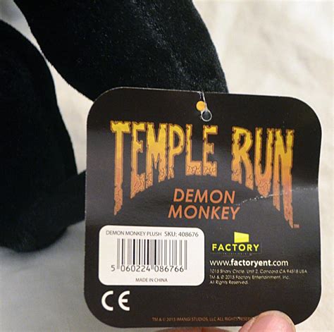 Factory Entertainment 11 Inch Temple Run Demon Monkey Plush New