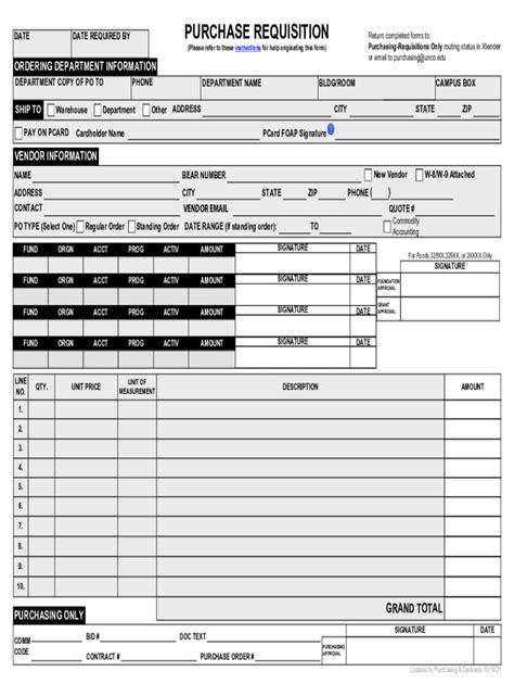 Purchasingformspurchase Requisition Return