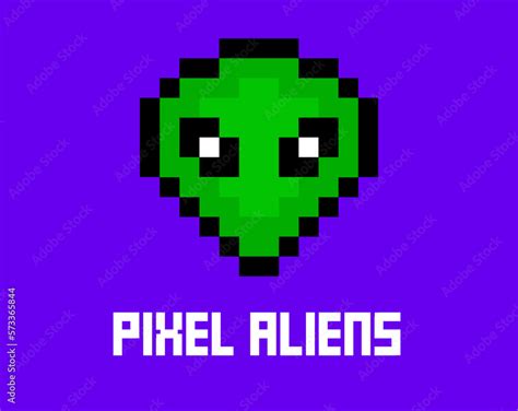 Pixel alien 8 bit art. Cosmic graphic cartoon pixel alien icon ufo ...