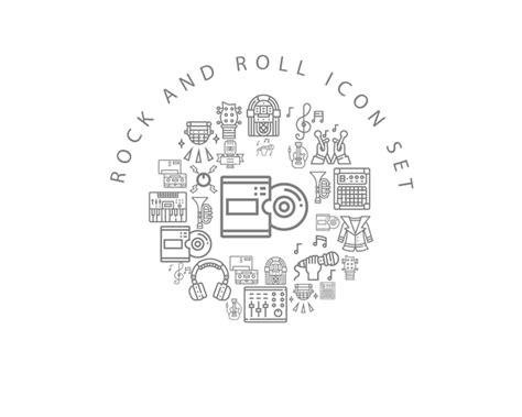 Dise O De Conjunto De Iconos De Rock And Roll Vector Premium