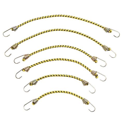 Keeper Assorted Size Yellow Bungee Cords With Hooks Pack