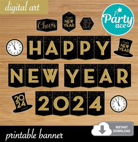 Happy New Year 2024 Printable Banner for New Year Eve Party - Etsy ...