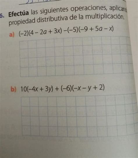 Efectúa Las Siguientes Operaciones Aplicando La Propiedad Distributiva