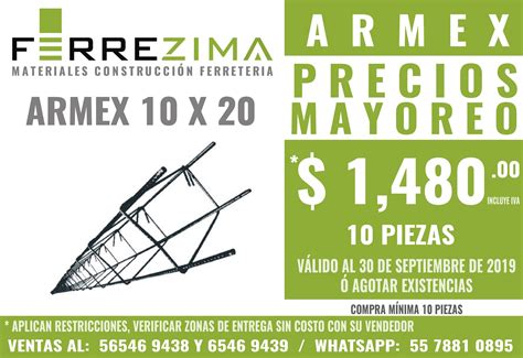 FerreZima - PRECIOS MAYOREO ARMEX 10 X 20 Y 10 X 25 ( 10... | Facebook