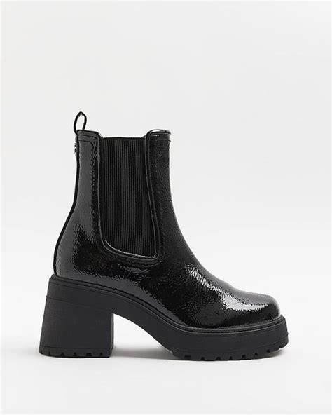 River Island Chunky Heeled Ankle Boots In Black Lyst Uk