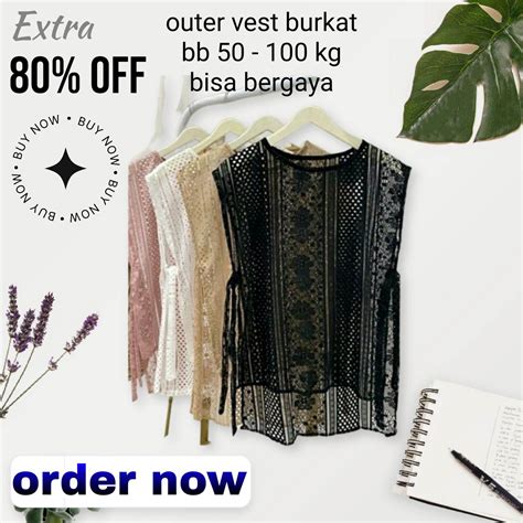 Terlaris Cod Baju Wanita Outer Vest Burkat Cantik Dobel Jahit