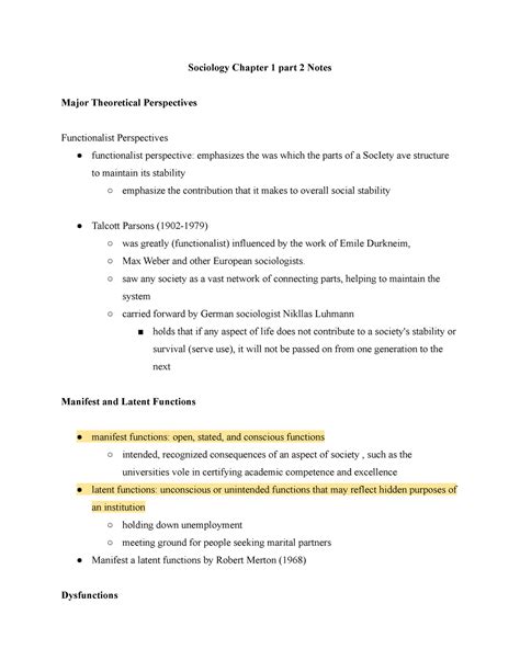 Sociology Chapter 1 2 Notes Sociology Chapter 1 Part 2 Notes Major