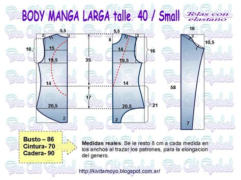 Body Manga Larga Talle Small Patrones De Costura Patr N De