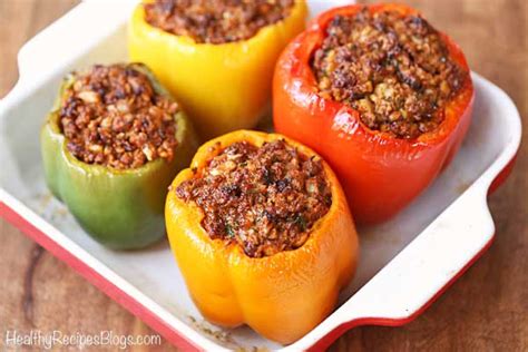 Deliciously Healthy Stuffed Peppers Are Made Without Rice Instead I Use Ground Beef And