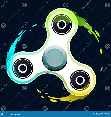 Vector Illustration Of Realistic White Fidget Spinner With Color Stock